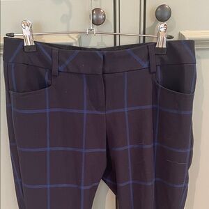 Express Navy Windowpane Dress Pants Slim Fit Workwear with Stretch Size 0 Reg